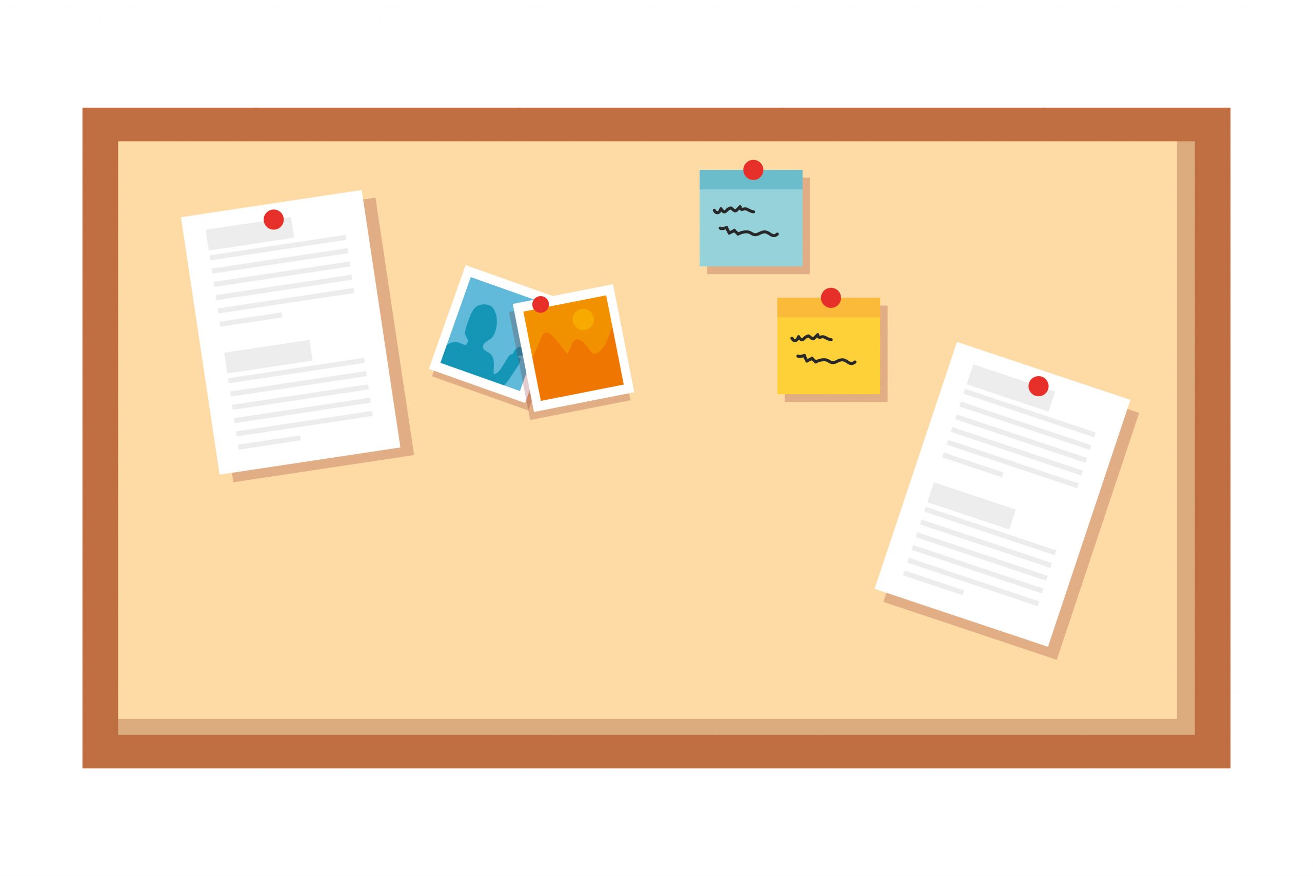 cork board supply with notes isolated icon